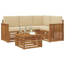 Ensemble de canapés d'extérieur 5 pcs Naturel et Beige 565439565439