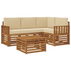 Ensemble de canapés d'extérieur 5 pcs Naturel et Beige 565443565443