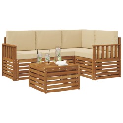 Ensemble de canapés d'extérieur 5 pcs Naturel et Beige 565443565443