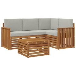Ensemble de canapés d'extérieur 5 pcs Gris Naturel et Clair 565446565446