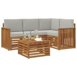 Ensemble de canapés d'extérieur 5 pcs Gris Naturel et Clair 565446565446