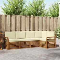 Ensemble de canapé d'angle avec coussin 5 pcs Naturel et Crème 565560565560