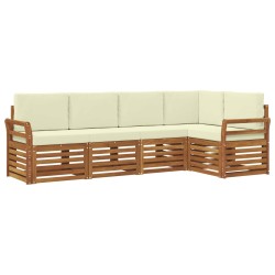 Ensemble de canapé d'angle avec coussin 5 pcs Naturel et Crème 565560565560
