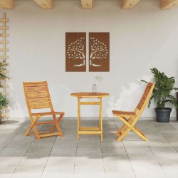 Ensemble bistro pliant 3 pcs Marron Bois d'Acacia Massif 565562565562