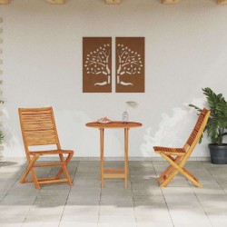 Ensemble bistro pliant 3 pcs Marron Bois d'Acacia Massif 565563565563