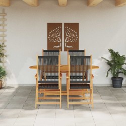 Ensemble de salle à manger pour jardin 5 pcs Noir 565565565565