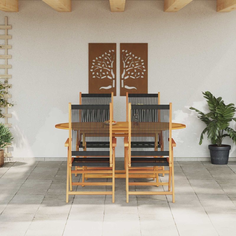 Ensemble de salle à manger pour jardin 5 pcs Noir 565565565565