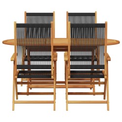 Ensemble de salle à manger pour jardin 5 pcs Noir 565565565565