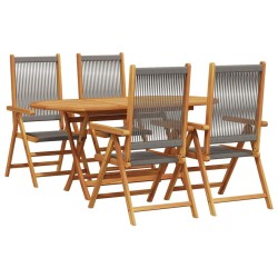 Ensemble de salle à manger pour jardin 5 pcs Gris 565566565566