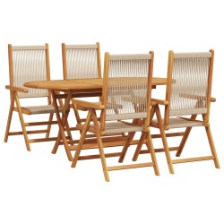 Ensemble de salle à manger pour jardin 5 pcs Beige 565568565568