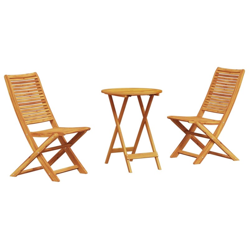 Ensemble bistro pliant 3 pcs Marron Bois d'Acacia Massif 565570565570
