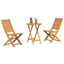 Ensemble bistro pliant 3 pcs Marron Bois d'Acacia Massif 565570565570