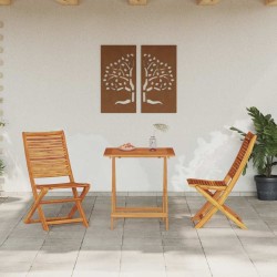 Ensemble bistro pliant 3 pcs Marron Bois d'Acacia Massif 565574565574