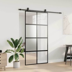 Porte coulissante avec kit de quincaillerie noir 102,5x205 cm 565576565576