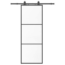Porte coulissante kit de quincaillerie noir 76x205 cm verre ESG 565577565577