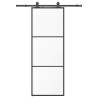 Porte coulissante kit de quincaillerie noir 76x205 cm verre ESG 565577565577