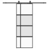Porte coulissante kit quincaillerie noir 76x205 cm verre trempé 565578565578