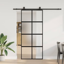 Porte coulissante avec kit de quincaillerie noir 90x205 cm 565580565580