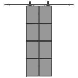 Porte coulissante kit quincaillerie noir 76x205 cm verre trempé 565581565581