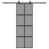 Porte coulissante kit quincaillerie noir 76x205 cm verre trempé 565581565581