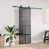 Porte coulissante kit quincaillerie noir 76x205 cm verre trempé 565581565581