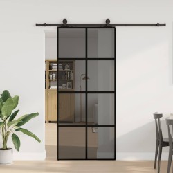 Porte coulissante avec kit de quincaillerie noir 90x205 cm 565583565583