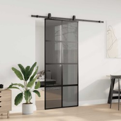 Porte coulissante avec kit de quincaillerie noir 90x205 cm 565583565583
