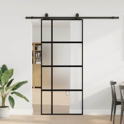 Porte coulissante avec kit de quincaillerie noir 90x205 cm 565585565585