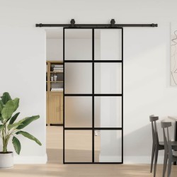 Porte coulissante avec kit de quincaillerie noir 90x205 cm 565587565587