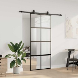 Porte coulissante avec kit de quincaillerie noir 90x205 cm 565587565587