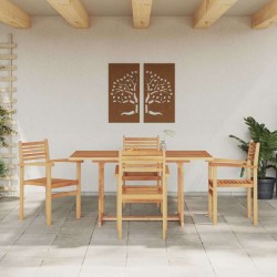 Ensemble de salle à manger pour jardin 5 pcs Naturel 565590565590