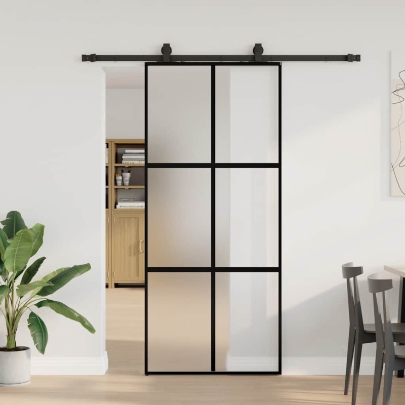 Porte coulissante avec kit de quincaillerie noir 90x205 cm 565604565604