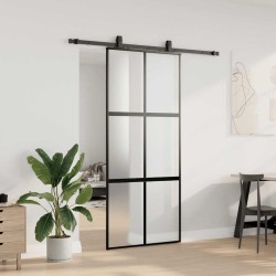 Porte coulissante avec kit de quincaillerie noir 90x205 cm 565604565604