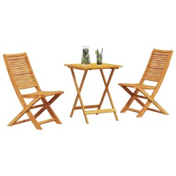 Ensemble bistro pliant 3 pcs Marron Bois d'Acacia Massif 565606565606