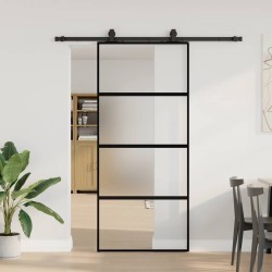 Porte coulissante avec kit de quincaillerie noir 90x205 cm 565607565607