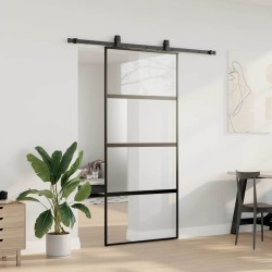 Porte coulissante avec kit de quincaillerie noir 90x205 cm 565607565607