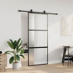 Porte coulissante avec kit de quincaillerie noir 90x205 cm 565612565612