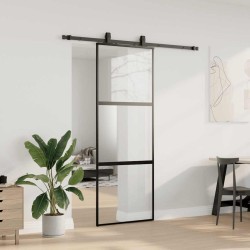 Porte coulissante kit quincaillerie noir 76x205 cm verre trempé 565614565614