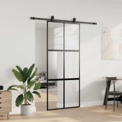 Porte coulissante avec kit de quincaillerie noir 90x205 cm 565615565615