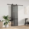 Porte coulissante kit quincaillerie noir 76x205 cm verre trempé 565616565616