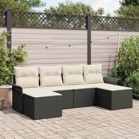 Ensemble de canapé de jardin avec stockage 6 pcs Noir polyrotin 565621565621