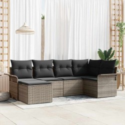Ensemble de canapé de jardin avec stockage 6 pcs Gris polyrotin 565623565623