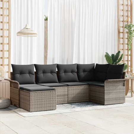 Ensemble de canapé de jardin avec stockage 6 pcs Gris polyrotin 565623565623