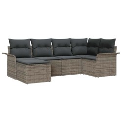 Ensemble de canapé de jardin avec stockage 6 pcs Gris polyrotin 565623565623