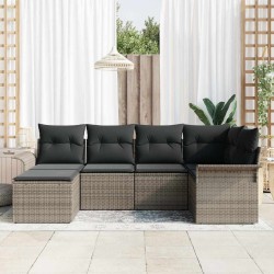 Ensemble de canapé de jardin avec stockage 6 pcs Gris polyrotin 565623565623