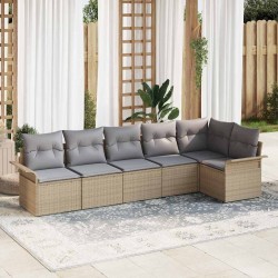 Ensemble de canapé de jardin 6 pcs Beige Poly rotin 565625565625