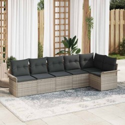 Ensemble de canapé de jardin 6 pcs Gris clair polyrotin 565626565626