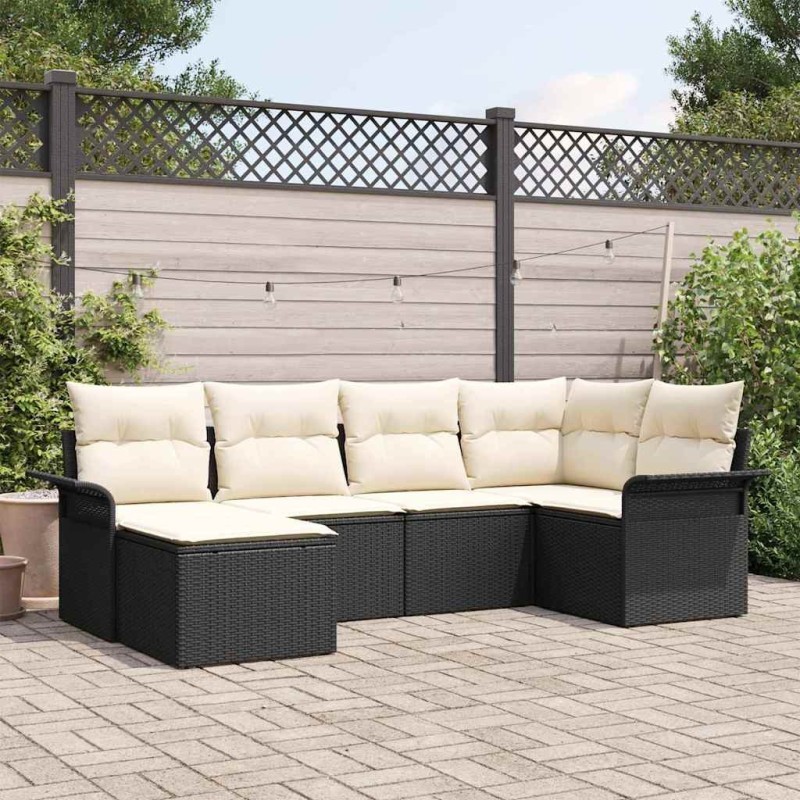 Ensemble de canapé de jardin avec stockage 6 pcs Noir polyrotin 565628565628