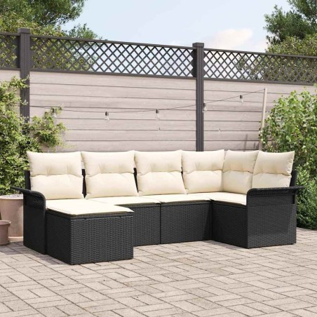 Ensemble de canapé de jardin avec stockage 6 pcs Noir polyrotin 565628565628