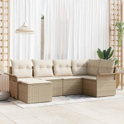 Ensemble de canapé de jardin 6 pcs Beige polyrotin 565631565631